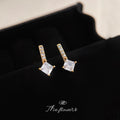 Gold Crystal Bar Square Clear Stone Mini Stud Earrings view 1