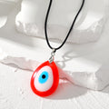 Teardrop Resin Evil Eye Pendant Necklaces on Black Cords view 9