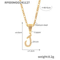 Gold Script Letter Zircon Pendant Necklaces A to Z view 11