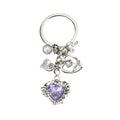 Purple Heart Rose and Leaf Charm Keychain with Metal Hardware view 5
