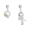 Asymmetric Pearl Jellyfish Drop Earrings Silver-Tone view 5