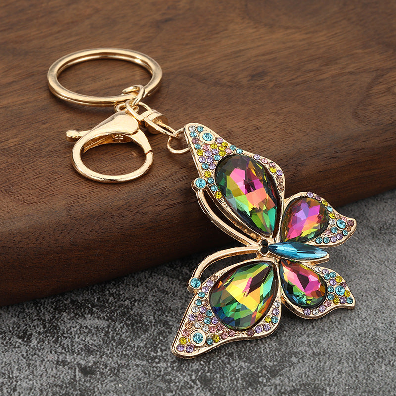 Full Rhinestone Bow Keychain Crystal Car Key Ring and Bag Charm for Women