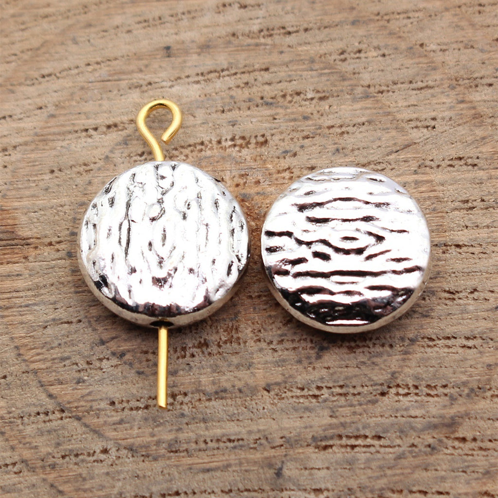 12x12x4.5mm 2g Multicolor Zinc Alloy Textured Round Loose Metal Beads for Bracelet Jewelry Making