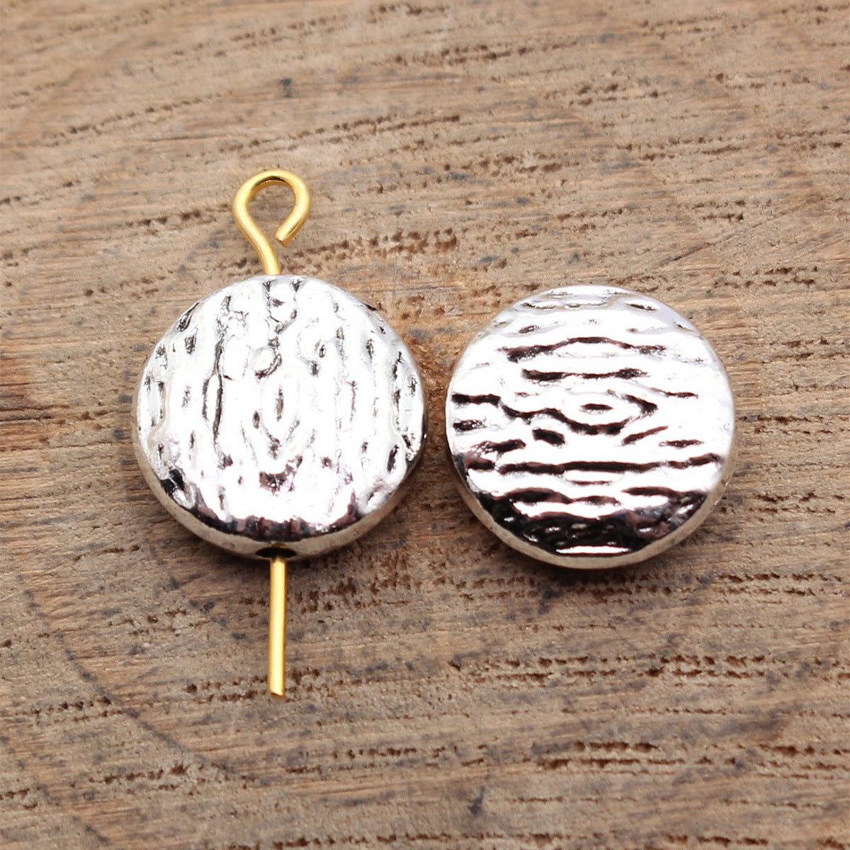 12x12x4.5mm 2g Multicolor Zinc Alloy Textured Round Loose Metal Beads for Bracelet Jewelry Making