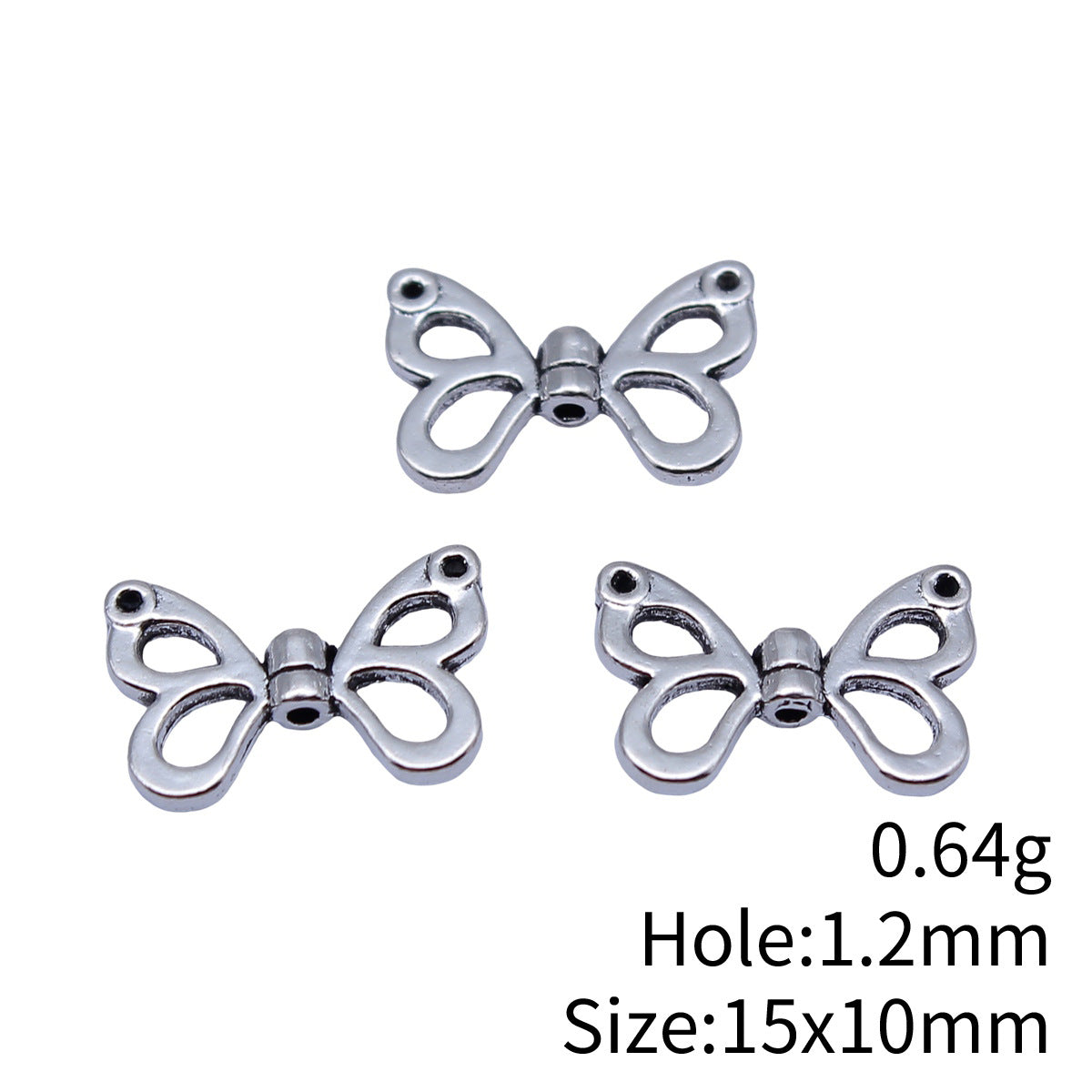 15x10mm 0.64g Multicolor Zinc Alloy Butterfly Loose Metal Beads for Bracelet Necklace DIY Making