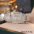 Silver Tone Square Cushion Halo Baguette Full Pave Band Ring view 4