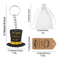 Black Wood Festive Top Hat Message Keychain and Attached Hardware view 2