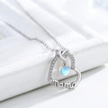Silver Tone Mama Heart Pendant Necklace with Blue Stone view 2