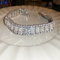 Silver Emerald Cut Rhinestone Wide Choker Necklace Single Style view 6