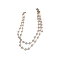 Double Layer White Pearl Station Necklace Gold Silver view 5