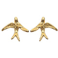 Gold Tone Swallow Bird Stud Earrings Textured Mini Pair view 5