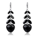 Silver Tone Crystal Leaf Heart Openwork Crystal Four Designs Metal Dangle Earrings view 8