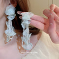 Pale Blue Floral Petal Drop Earrings For Women Jewelry view 2