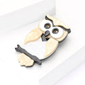 Cream Acrylic Owl Brooch Pin with Black Bow Tie Decorative Jewelry view 2