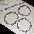 Silver Flower Crystal Tennis Bracelets Blue Yellow Pink Purple view 2