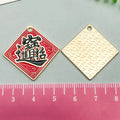 Zinc Alloy Square Blessing Word Tag Cube charm pendant for DIY New Year keychain making