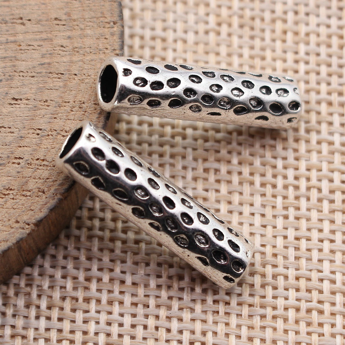25x6.4x6mm 2.1g Multicolor Zinc Alloy Irregular Texture Tube Spacer Beads for Dreadlock Hair Jewelry