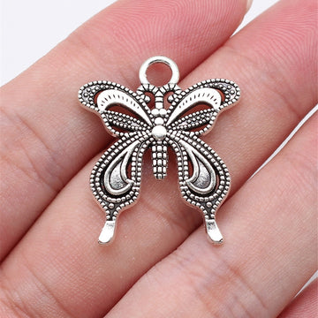 Ornate Butterfly Pendant Charms in Three Antique Metal Finishes