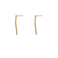 Gold Twisted Rope Vertical Long Dangle Stud Earrings view 5