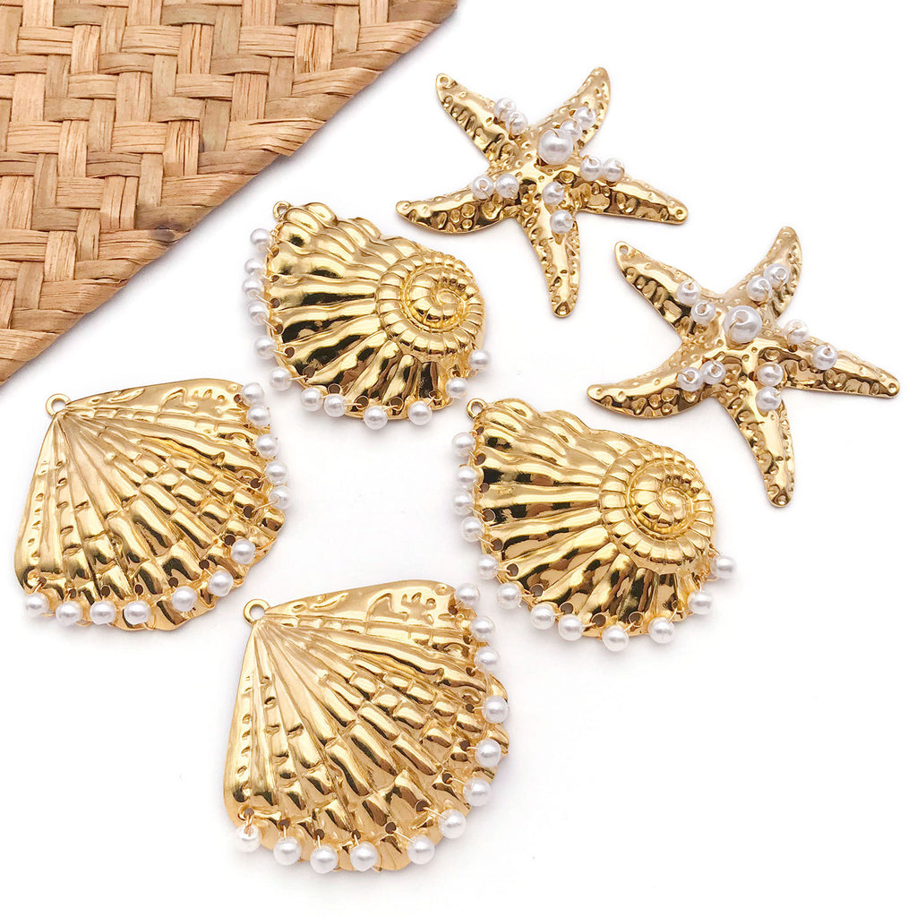 Acrylic Conch Starfish Ocean Charm Pendants for DIY Jewelry Accessories