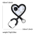 Heart Stethoscope Brooch In Metal With Colored Enamel, Floating Crystals, And A Crystal view 5