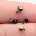 Minimal Cube Pendant Charms in Two Polished Metal Finishes view 3