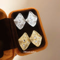 Textured Diamond Shape Stud Earrings With Crystal Accents view 4