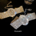 Silver Crystal Statement Collar Necklace with Geometric Fringe view 2