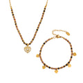 Natural Stone Bead Heart Pendant Necklace And Charm Bracelet Set view 5
