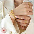 Open Heart Curb Chain Bracelet Gold or Steel Finish view 3