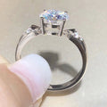 Silver Round Clear Solitaire Side Stone Ring Alloy view 4