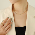 Gold Snake Chain Necklace And Bracelet With Baguette Zircons view 4