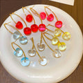 Double Cherry Drop Earrings with Slender Gold Tone Hooks view 1