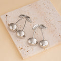 Gold and Silver Sculptural Double Cherry Stud Earrings view 1
