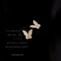 Gold Frame White Enamel Butterfly Stud Earrings Pair view 1