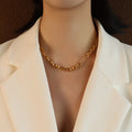 Thick Link Chain Necklace And Bracelet Gold Or Steel view 6