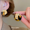 Tortoiseshell Round Stud Earrings With Gold Accents view 4