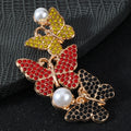 Rhinestone Triple Butterfly Cluster Pendant With Faux Pearl view 12