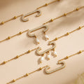 Gold Tone Pave Paperclip and Pearl Drop Necklace Styles view 4
