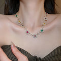 Flower Crystal Necklace Bracelet Earring Sets Gold Silver view 11