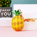 Crystal Pineapple Keychain with Gold Tone Ring and Lobster Clasp view 2