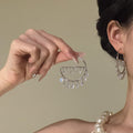 Open Hoop Earrings With Crystal Fringe In Two Tones view 4
