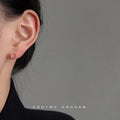 Silver Tone Pink Heart Mini Stud Earrings For Women view 2