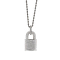 Gold Silver Tone Pave Lock Padlock Pendant Rope Necklace view 5