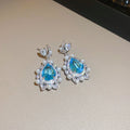 Blue Teardrop Crystal Pearl Earrings Ring Necklace Pieces view 6