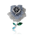 Crystal Rose Brooch With Heart Shaped Center in Blue or Pink view 5