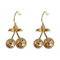 Gold Cherry Crystal Disc Drop Hook Earrings Pair Style view 5