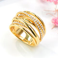 Gold Tone Interwoven Multi Band CZ Ring Sizes 6-10 view 1