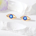 Gold Tone Hamsa Heart and Eye Stud Earrings in Three Designs view 4