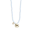 White Pearl Look Necklace with Gold Tone Horse Pendant view 5